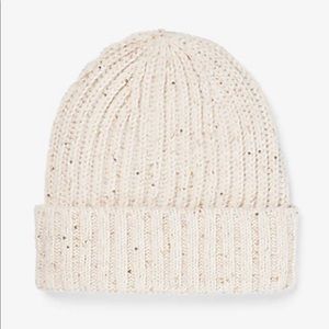 Sequin Embellished Ribbed Knit Beanie Color Ivory